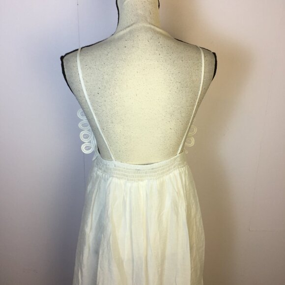 Zara Strappy Guipure Maxi Lace Dress XS Womans White V-neck Low Back Beach Boho - Picture 9 of 14